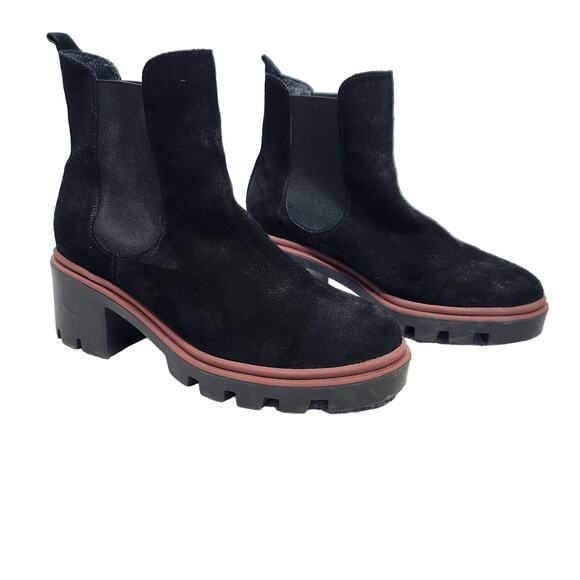 NWOT Antonio de Faria Black Suede Leather Chelsea Botts Size 9 - Picture 1 of 8